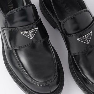 Prada Chocolate Brushed Leather Loafers